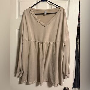 Maternity Beige V-Neck Tunic Top